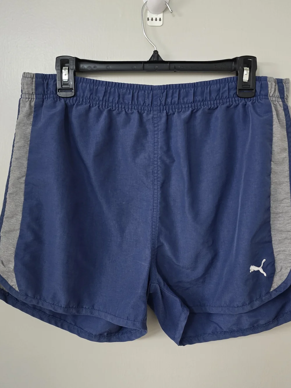 Puma Women's Blue Athletic Shorts with Gray Panels Sz L